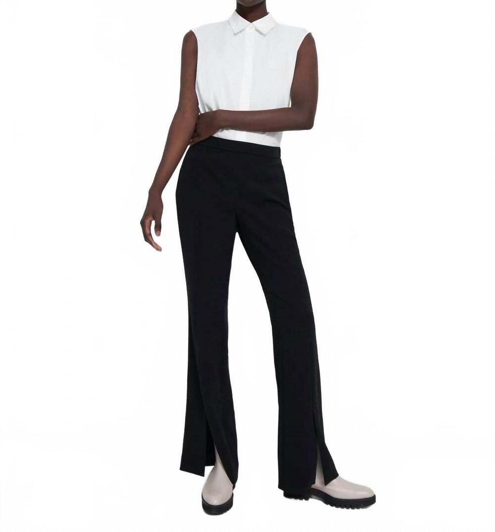 NEW THEORY demitria high waist slit pants in black